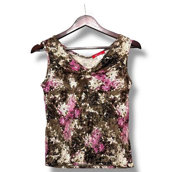 Y2K Anne Klein Women's Multicolor Tank‎ Top Petite S Retro Maximalist Edgy Glam - Picture 1 of 6